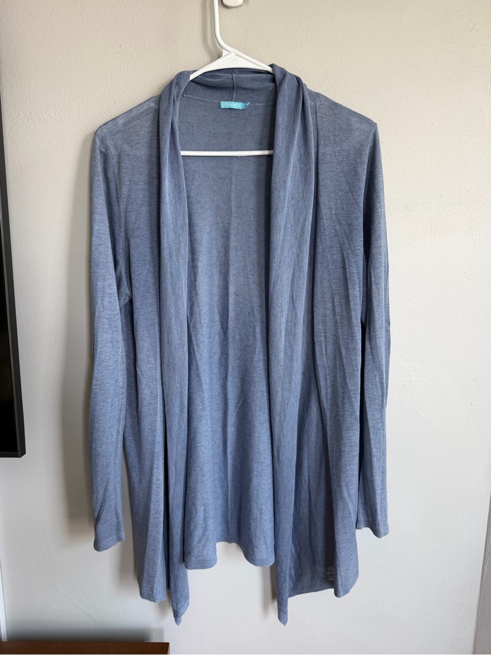 J. McLaughlin Open Front Cardigan Silk Linen Blue M